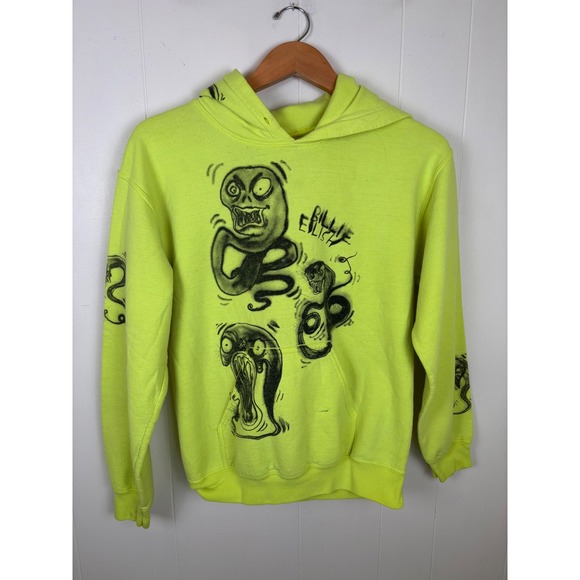 RARE Billie Eilish Hoodie World Tour Graphic Ghouls Neon Sweatshirt‎ S - READ - Picture 1 of 10